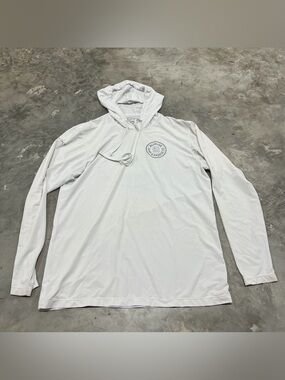 ANETIK Vint Hoodie Mens Sz M White UPF 30 Sun Shirt Performance L/S Fishing Logo
